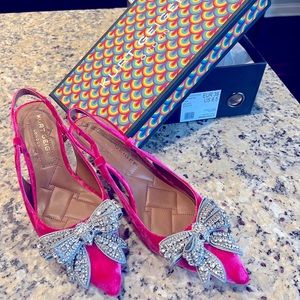 Kurt Geiger Kitten Heel Pink Velvet Bow Heels